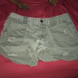Green jean shorts